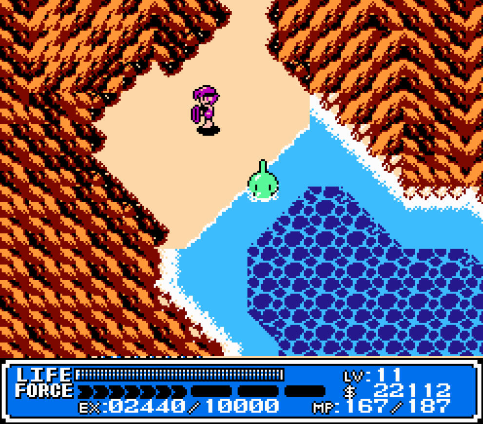 Immaculate 8-bit beach (Crystalis, Nintendo Entertainment System)